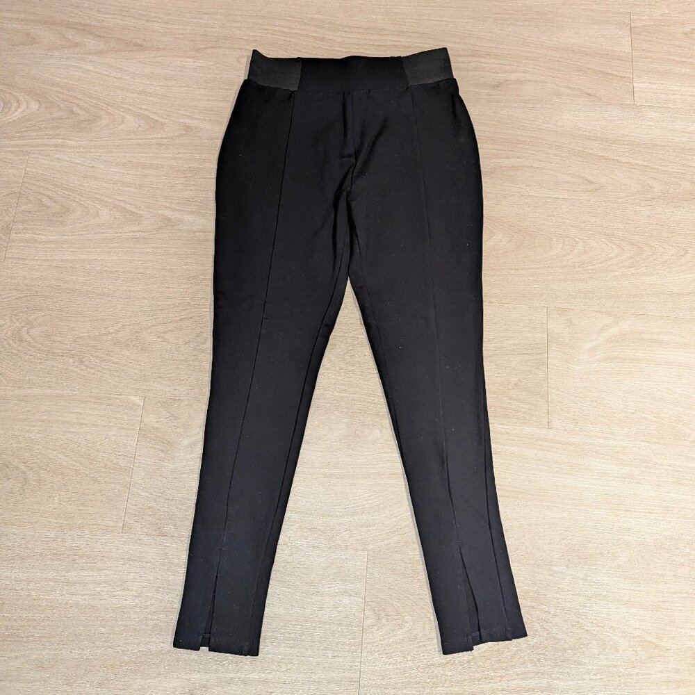 black pull on skinny pants tapered